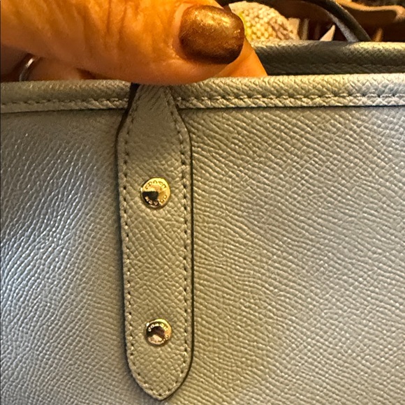 Coach Light Blue Leather Tote Bag with Silk Scarf - Picture 7 of 10